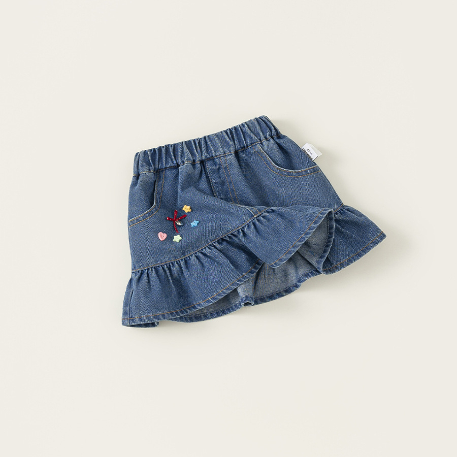 童裝女童裙子春季新品甜美中小童牛仔裙百搭寶寶半身裙花苞裙