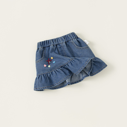 童裝女童裙子春季新品甜美中小童牛仔裙百搭寶寶半身裙花苞裙