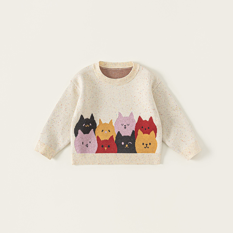 童裝秋季新款兒童上衣男孩子套頭針織衫波點長袖內搭女童毛衣