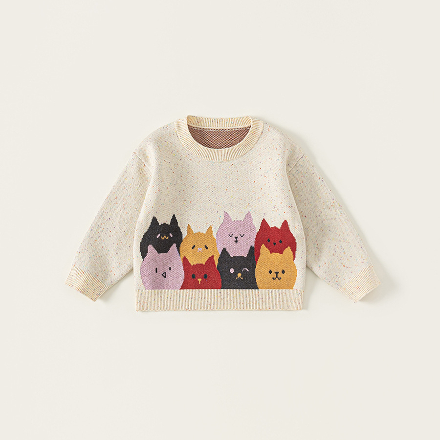 童裝秋季新款兒童上衣男孩子套頭針織衫波點長袖內搭女童毛衣