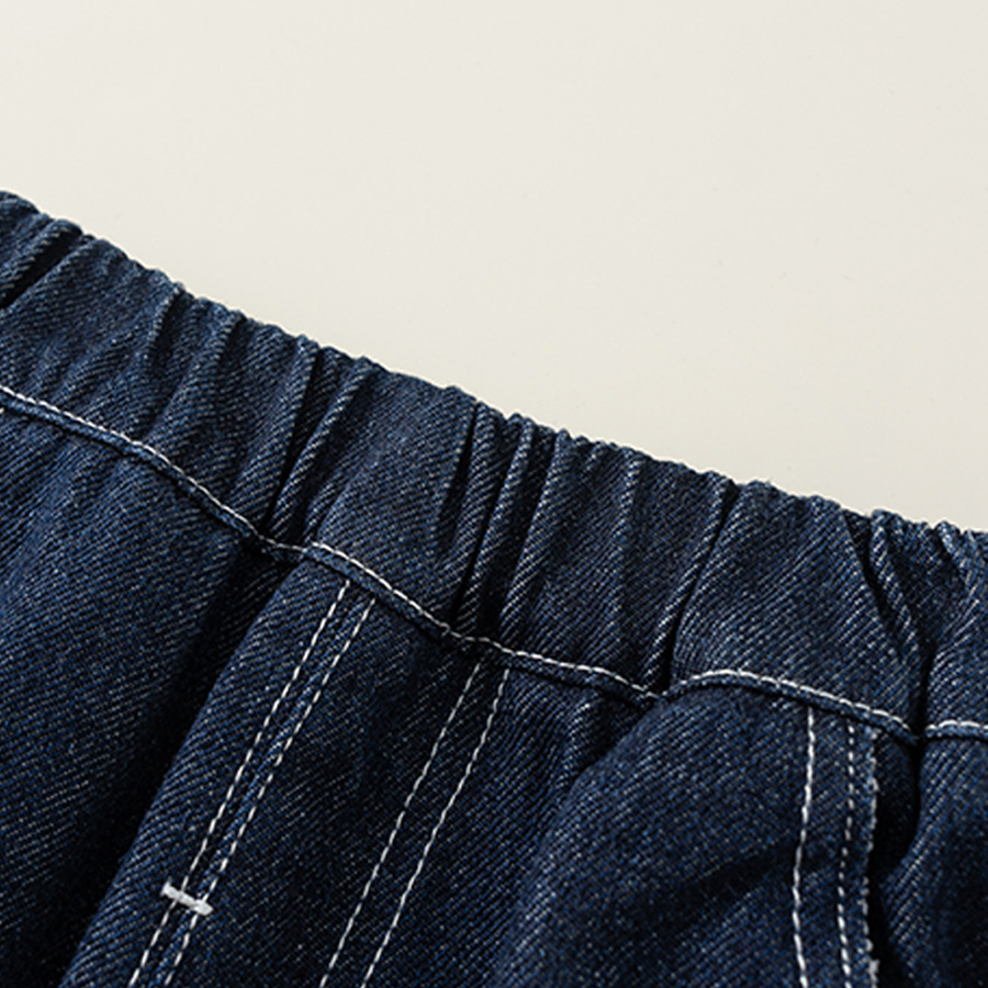 童裝女童褲子春季新品拼接洋氣兒童直筒褲卡通中小童牛仔褲潮