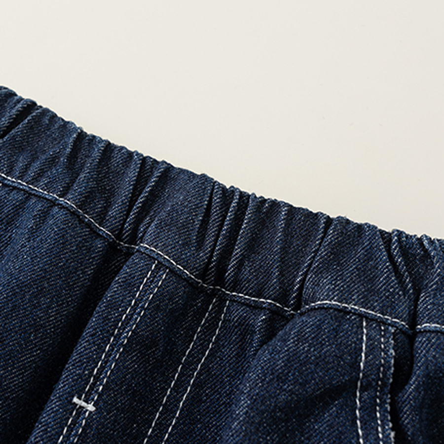 童裝女童褲子春季新品拼接洋氣兒童直筒褲卡通中小童牛仔褲潮