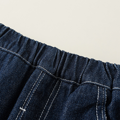 童裝女童褲子春季新品拼接洋氣兒童直筒褲卡通中小童牛仔褲潮