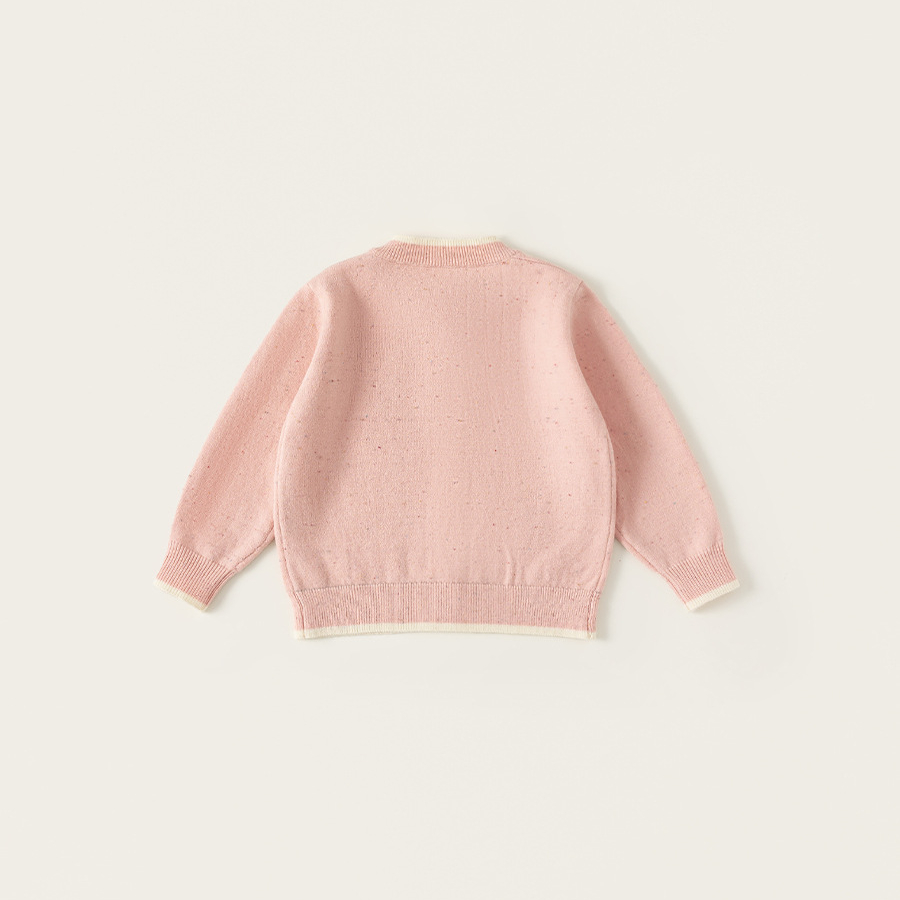 童裝女童毛衣春季新品粉色甜美寶寶上衣開衫毛線針織兒童外套