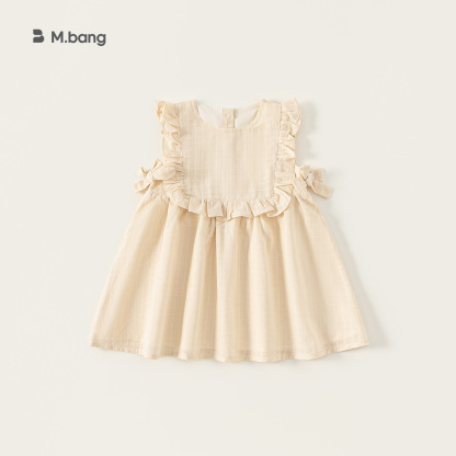 童裝夏季韓版女童無袖裙子兒童連衣裙純色甜美湖州織裏童裝