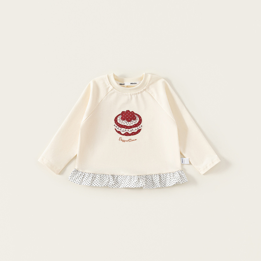 童裝女童T恤春季新品拼接時髦兒童上衣波點圓領小童長袖衣服