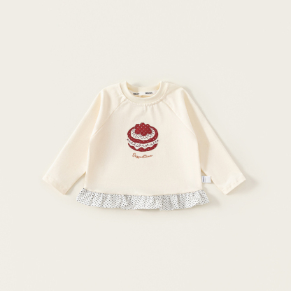 童裝女童T恤春季新品拼接時髦兒童上衣波點圓領小童長袖衣服