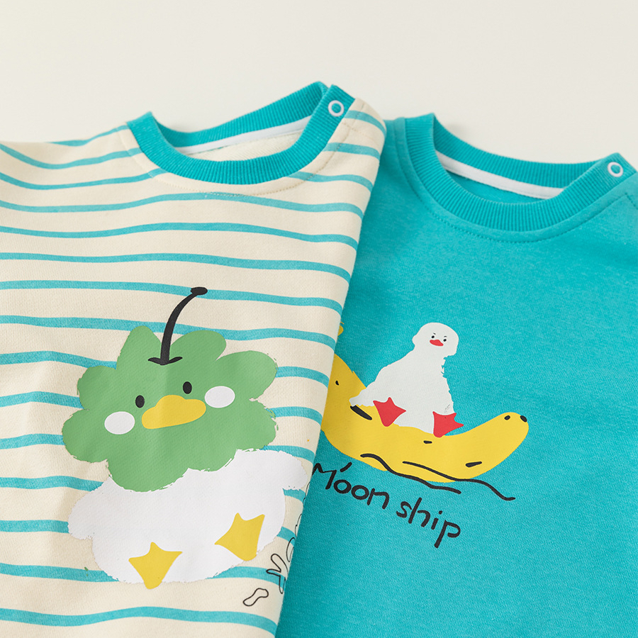 童裝寶寶連體衣春秋新生兒衣服兒童卡通條紋爬服外穿