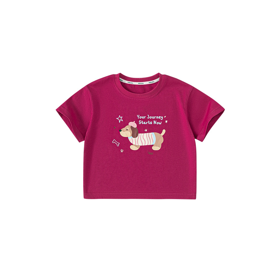 童裝童裝百搭男童T恤夏款卡通小狗女童短袖上衣潮