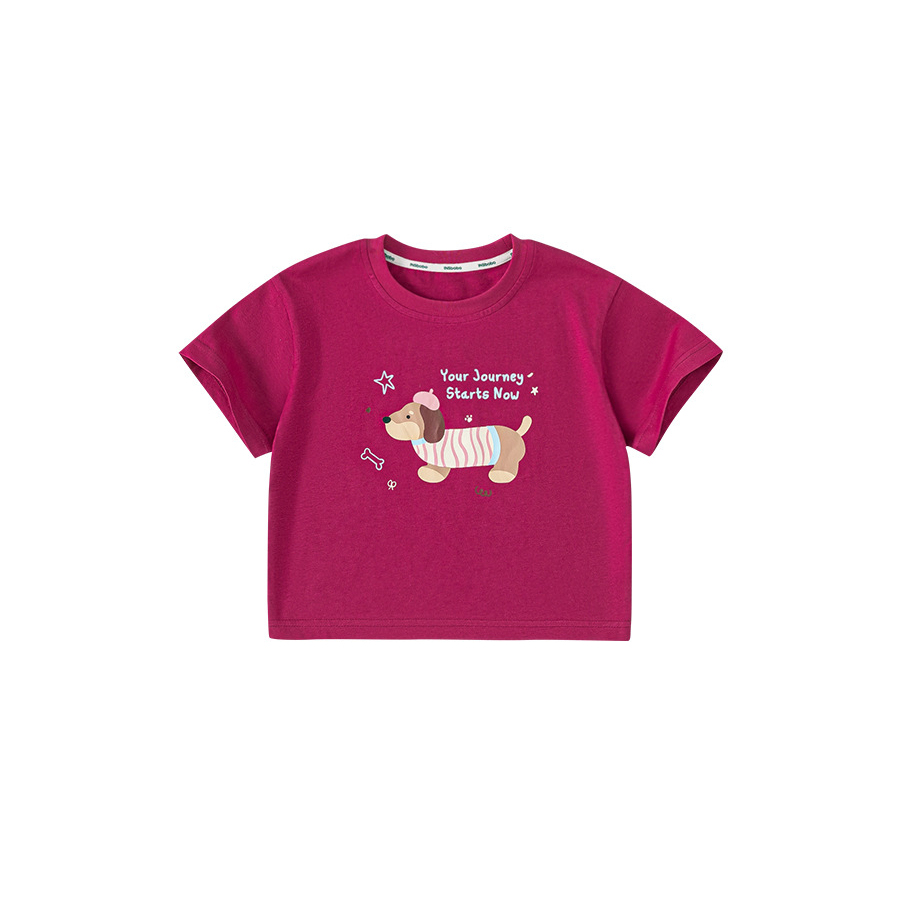 童裝童裝百搭男童T恤夏款卡通小狗女童短袖上衣潮