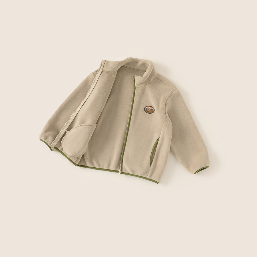 童裝雙面奧粒絨保暖開衫兒童加絨外套秋冬款男童冬裝立領上衣