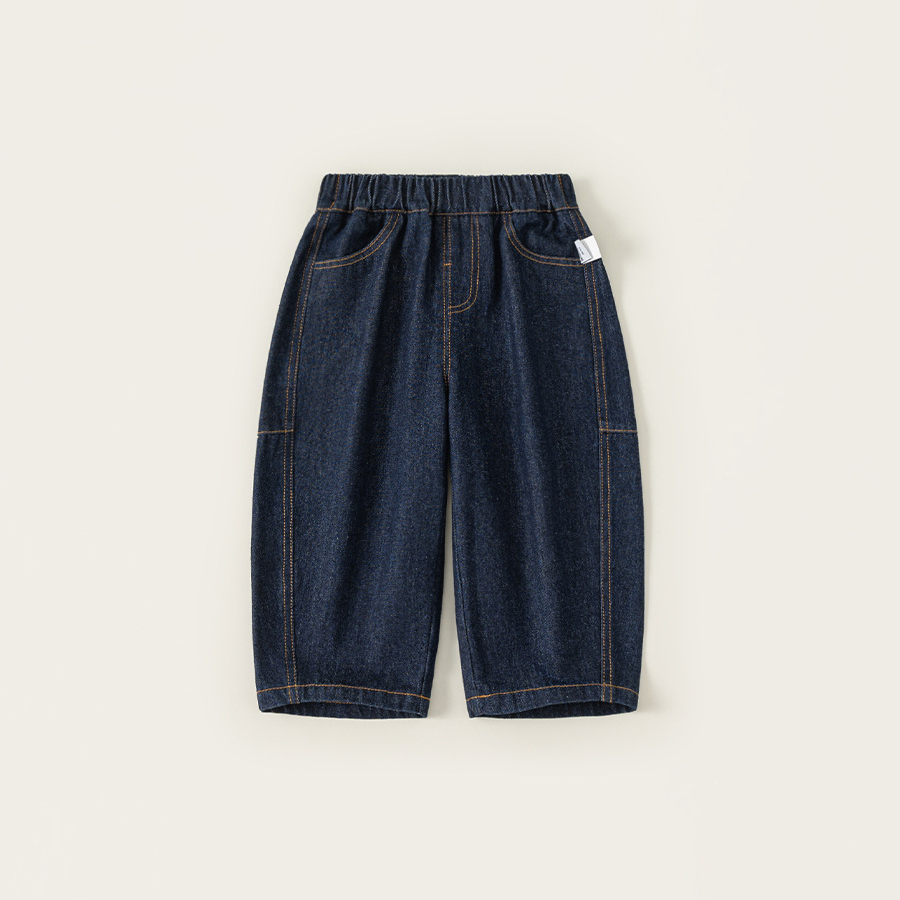 童裝男童褲子春季新品時尚女童彎刀褲百搭兒童牛仔褲