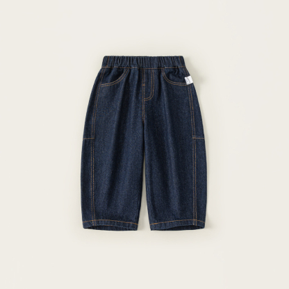 童裝男童褲子春季新品時尚女童彎刀褲百搭兒童牛仔褲