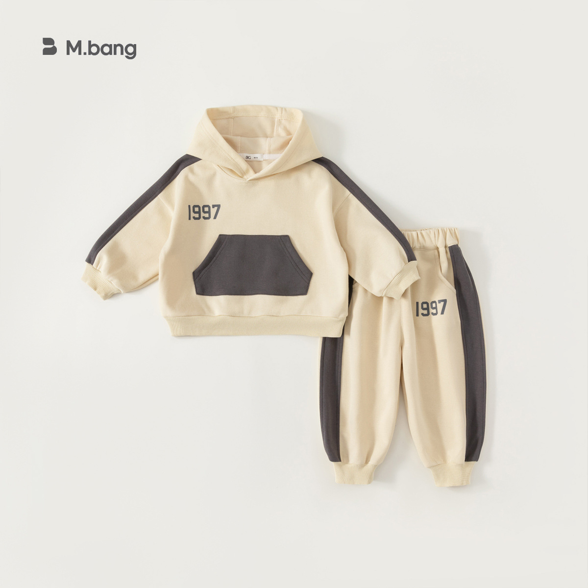 男童秋裝衣服簡約女童套裝拼色童裝兒童連帽衫褲子兩件套