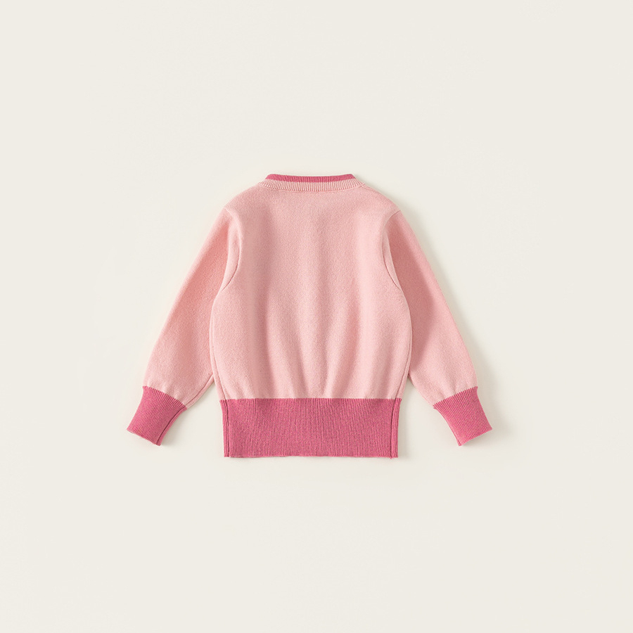 童裝女童毛衣春季新品拼色針織小童開衫撞色女孩子毛線上衣