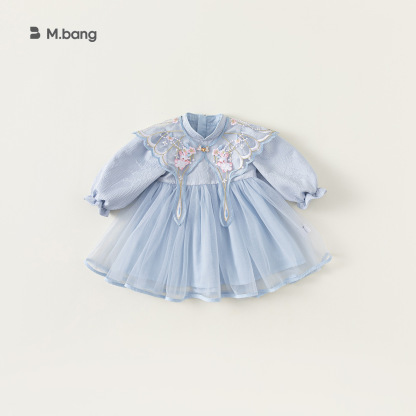 童裝兒童連衣裙春秋新款女童網紗公主裙寶寶生日禮服小童裙子