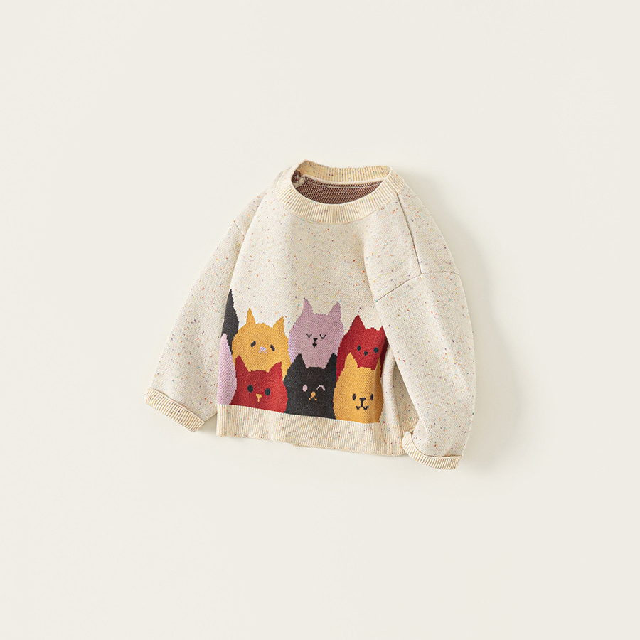 童裝秋季新款兒童上衣男孩子套頭針織衫波點長袖內搭女童毛衣