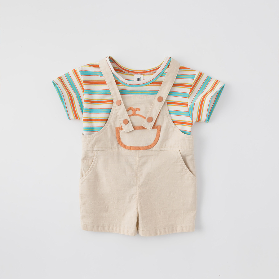 童裝2026夏季韓版男童T恤揹帶褲兩件套兒童套裝小童外出衣服