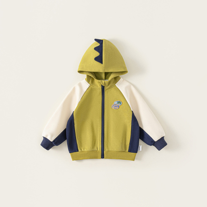 童裝中小童上衣男孩子運動風衛衣秋款撞色長袖男童連帽外套