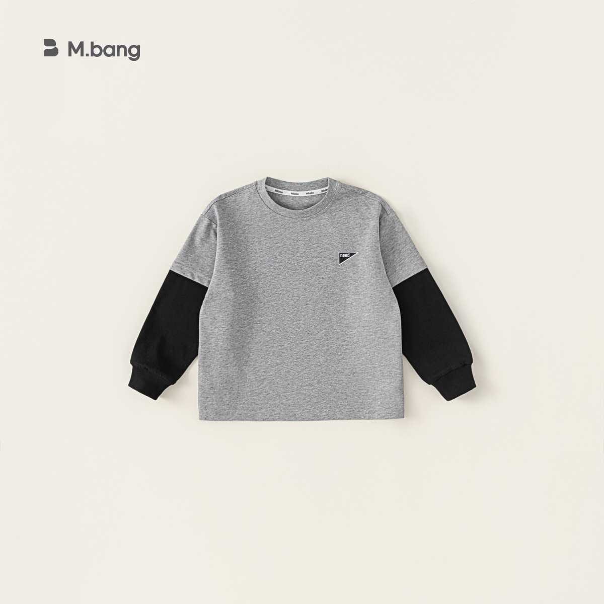 男童春秋款百搭上衣簡約假兩件撞色T恤童裝中大童長袖