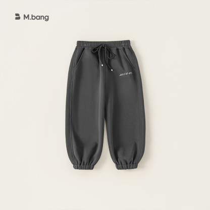 童裝褲子男童衛褲秋款純色運動褲兒童休閒字母印花抽繩束腳褲