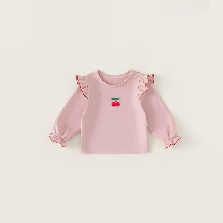 童裝女童T恤秋季新款女孩打底衫花邊長袖兒童寶寶上衣洋氣