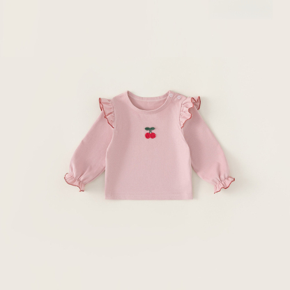 童裝女童T恤秋季新款女孩打底衫花邊長袖兒童寶寶上衣洋氣