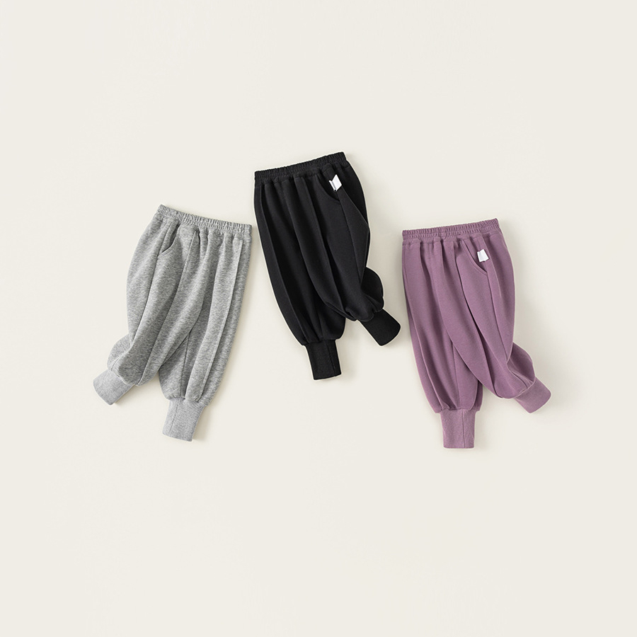 童裝寶寶褲子春秋季新款運動褲男童束腳長褲純色兒童運動褲