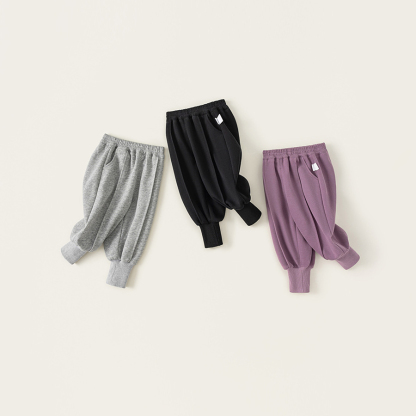 童裝寶寶褲子春秋季新款運動褲男童束腳長褲純色兒童運動褲