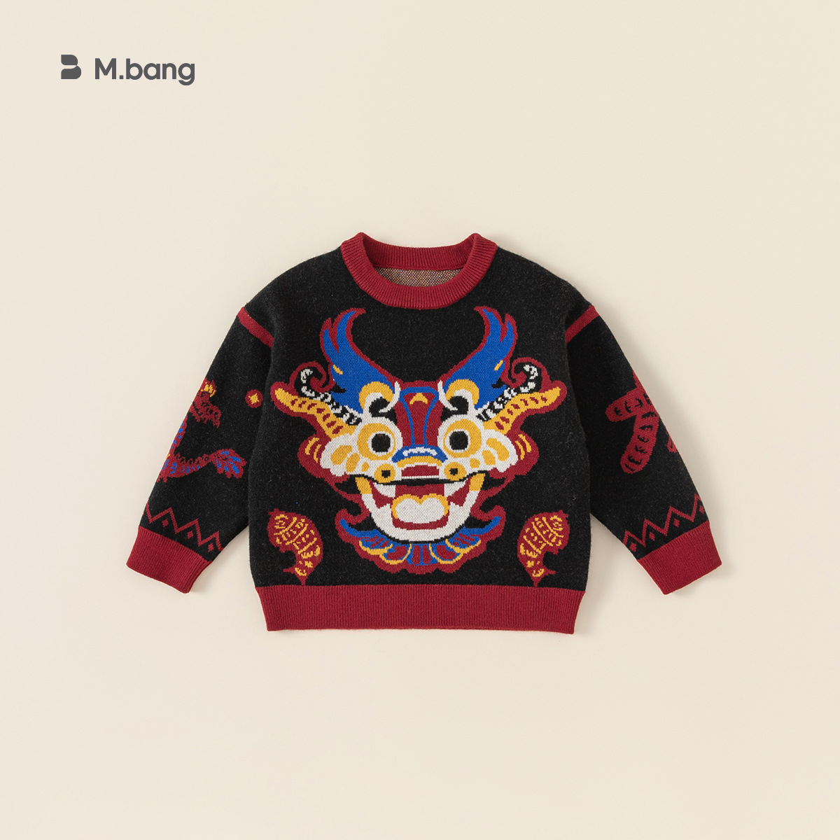 童裝兒童拜年服毛衣男童國潮冬季新款女童冬裝套頭保暖針織衫