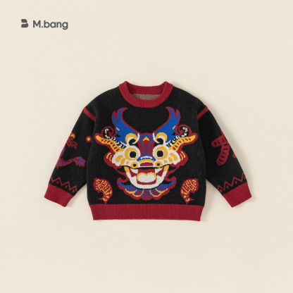 童裝兒童拜年服毛衣男童國潮冬季新款女童冬裝套頭保暖針織衫