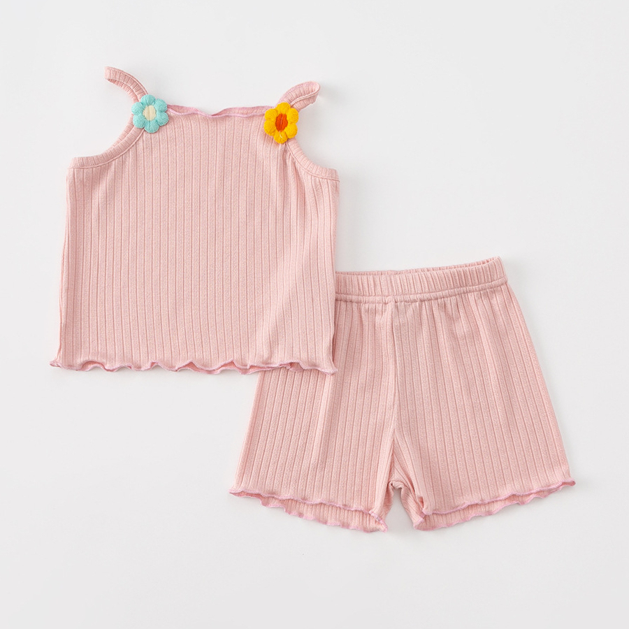 童裝吊帶嬰幼女寶套裝ins女童夏季薄款吊帶寶寶上衣兩件套