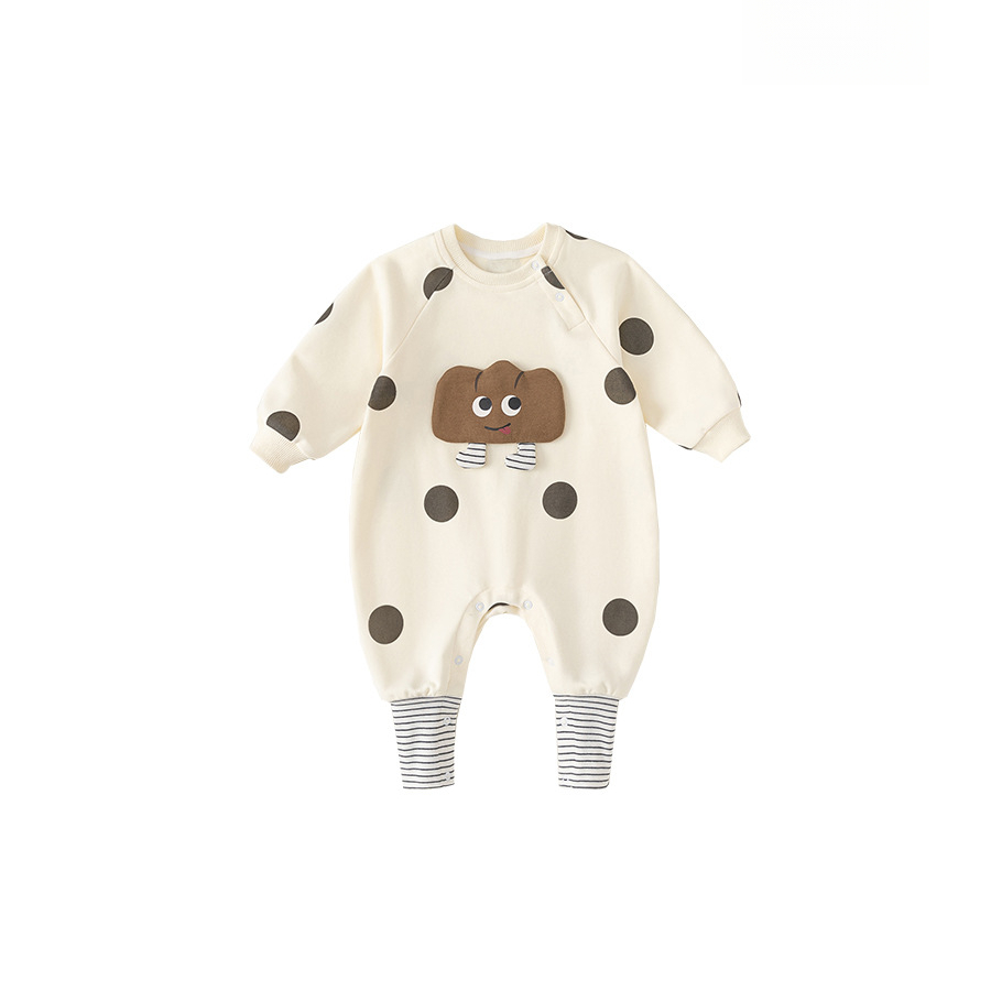 2025童裝寶寶連體衣秋季新品嬰兒衣服春秋波點新生兒爬服