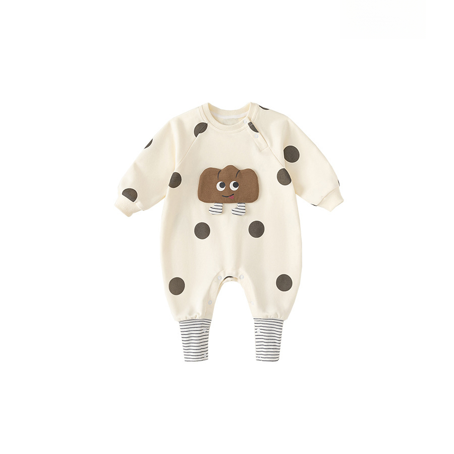 2025童裝寶寶連體衣秋季新品嬰兒衣服春秋波點新生兒爬服