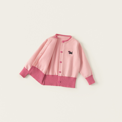 童裝女童毛衣春季新品拼色針織小童開衫撞色女孩子毛線上衣