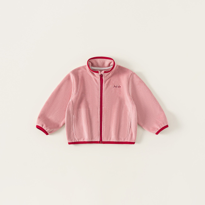 童裝秋款兒童上衣包邊內膽繡花長袖拼色長袖衣服女童毛絨外套