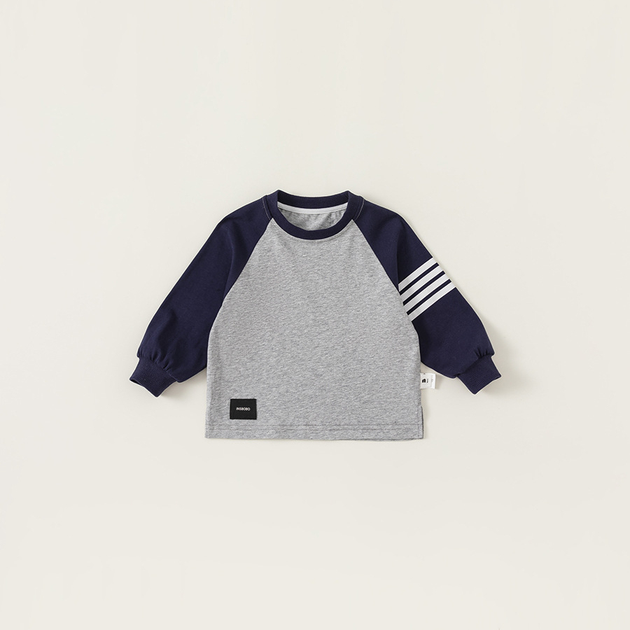 童裝秋款兒童上衣T恤男童拼色插肩袖衣服休閒學院風兒童長袖