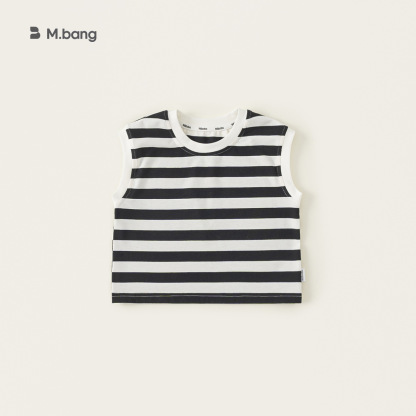 童裝夏季中小童簡約條紋上衣無袖背心兒童T恤男女童同款
