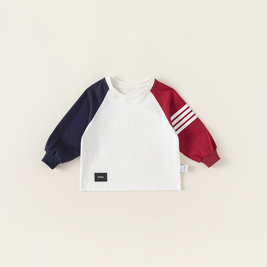 童裝秋款兒童上衣T恤男童拼色插肩袖衣服休閒學院風兒童長袖