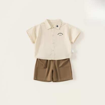 童裝夏季男童襯衫寶寶中褲兒童套裝學院風女兩件套幼兒園園服