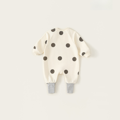 2025童裝寶寶連體衣秋季新品嬰兒衣服春秋波點新生兒爬服