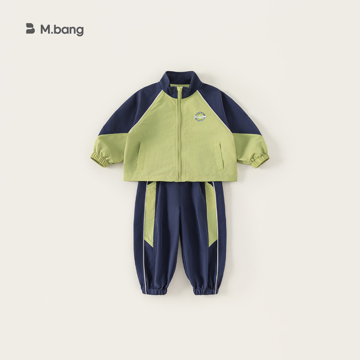 童裝男童秋季運動套裝拼色長袖印花外套休閒褲束腳長褲兩件套