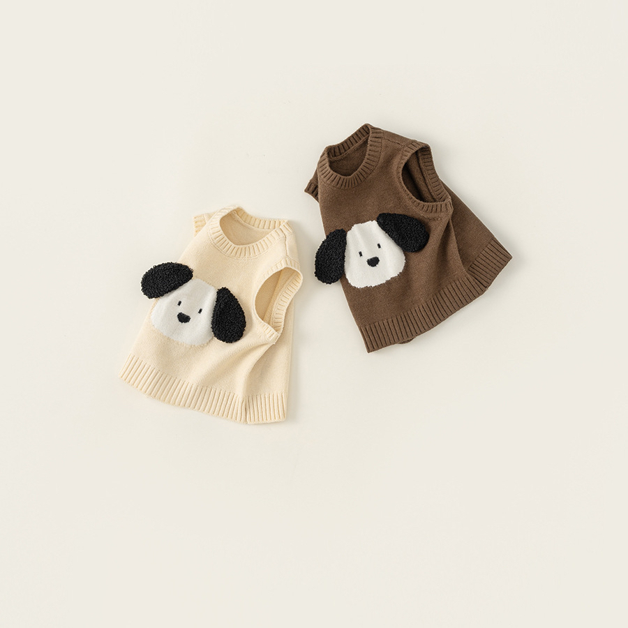 童裝嬰幼兒童毛衣背心秋季男童卡通小狗寶寶針織馬甲