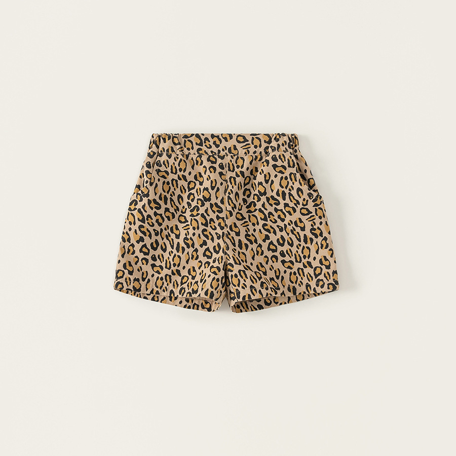 童裝女童夏季休閒短褲豹紋斑馬紋彩色圓點三色透氣速幹短褲