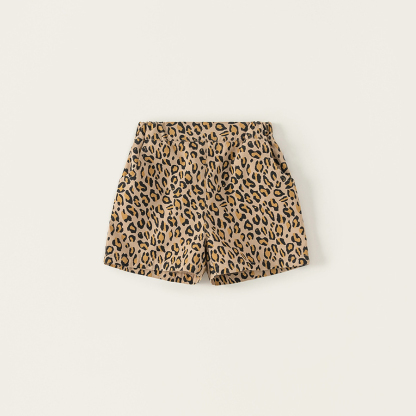 童裝女童夏季休閒短褲豹紋斑馬紋彩色圓點三色透氣速幹短褲