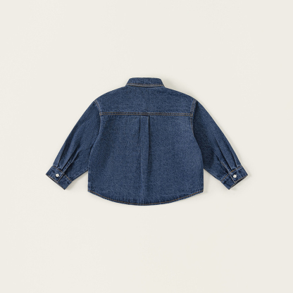 童裝中大童秋季新款女孩子上衣兒童襯衫復古刺繡男童牛仔外套