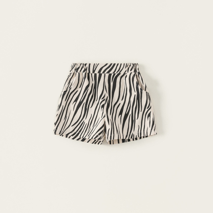 童裝女童夏季休閒短褲豹紋斑馬紋彩色圓點三色透氣速幹短褲