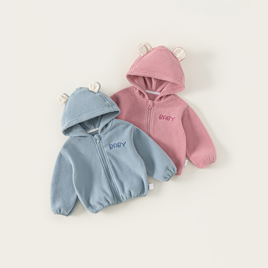 套裝秋款兒童上衣男寶寶衣服雙面絨秋裝可愛繡花女童連帽外套