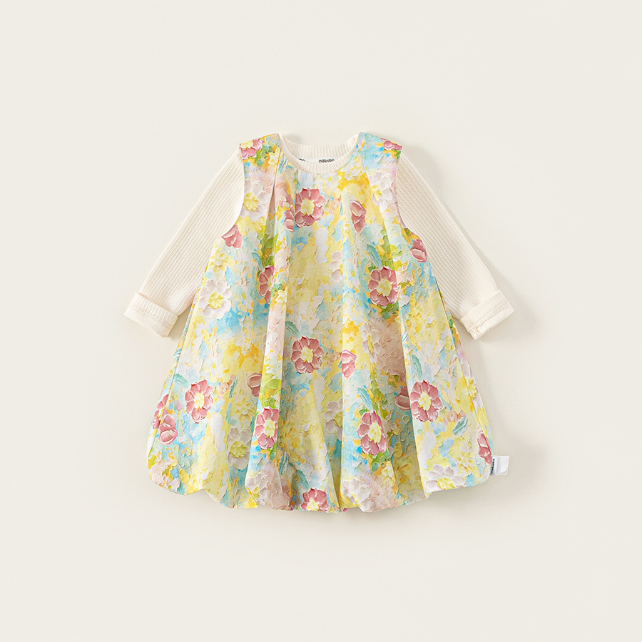 童裝女童套裝裙春季新品彩色寬鬆無袖連衣裙打底衫小童兩件套