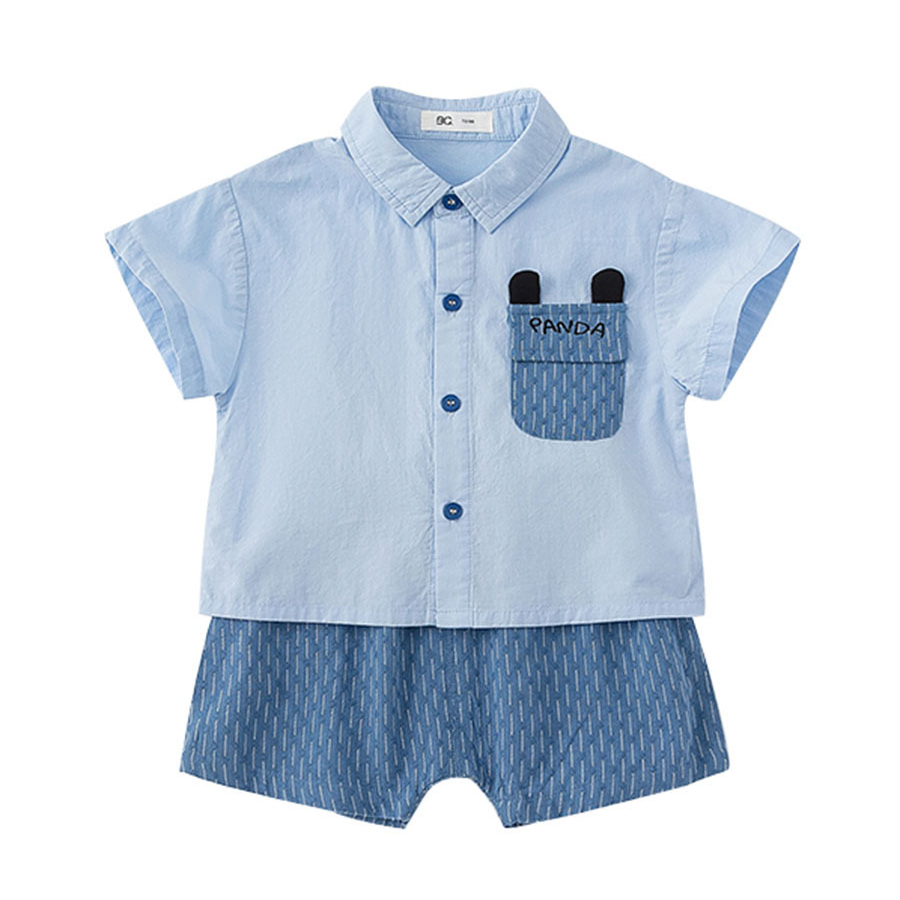 童裝夏季休閒男童襯衫短褲兒童兩件套寶寶夏裝套裝小童休閒裝